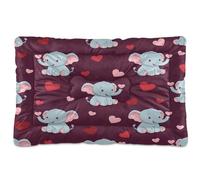 Waassud Happy Elephants Thick Dog Bed Mat Non-Slip Chew-Resistant Pet Bed for Dogs Cats Soft Washable Kennel Crate Pad for Floor Sofa Car 36" x 24"