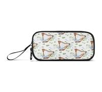 Waassud Harps Blue Floral Pencil Case Large Capacity Pen Holder 3 Compartment Stationery Pen Bag Nylon Zipper Pouch for Office Artist