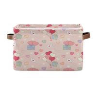 Waassud Heart Balloons Collapsible Storage Bins Waterproof Canvas Baskets with Handles Large Closet and Home Organizers for Shelves Office Laundry 2 Pack