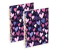 Waassud Heart Shape Spiral Notebooks for Work College Detachable Ruled Notebooks Journal Note Book 60 Pages A5 Office Supplies 2 Pack