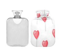 Waassud Heart Shaped Candy Hot Water Bottle with Soft Cover Hot Water Bag for Pain Relief 2L Water Heating Pad for Neck Shoulder Small