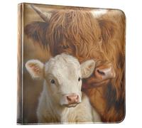 Waassud Highland Cow and Calf Photo Album 4x6 5x7 6x8 DIY Photo Book Self Adhesive 3 Ring Album Scrapbook for Wedding Anniversary