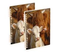 Waassud Highland Cow and Calf Spiral Notebooks for Work College Detachable Ruled Notebooks Journal Note Book 60 Pages A5 Office Supplies 1 Pack