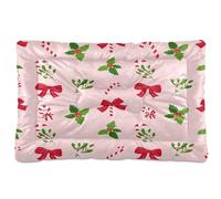 Waassud Holly Leaves Bows Thick Dog Bed Mat Non-Slip Chew-Resistant Pet Bed for Dogs Cats Soft Washable Kennel Crate Pad for Floor Sofa Car 36" x 24"