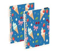 Waassud Ice Cream Cones Spiral Notebooks Refillable A5 Ruled 2Pcs