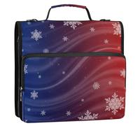 Waassud Ice Crystal Snowflake Zipper Binder 3 Ring with Shoulder Strap and Handle 1.5 Inch D-Ring 500 Sheets Expanding File Folder Organizer