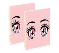 Waassud Kawaii Anime Eyes Spiral Notebooks Refillable A5 Ruled 1 Pack