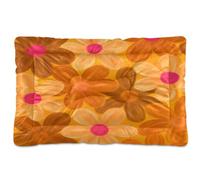 Waassud Kawaii Flower Thick Dog Bed Mat Non-Slip Chew-Resistant Pet Bed for Dogs Cats Soft Washable Kennel Crate Pad for Floor Sofa Car 18" x 24"