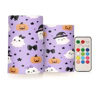 Waassud Kawaii Ghosts Bows Flameless Candles Battery Operated LED 2 Pack
