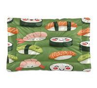 Waassud Kawaii Sushi Pattern Thick Dog Bed Mat Non-Slip Chew-Resistant Pet Bed for Dogs Cats Soft Washable Kennel Crate Pad for Floor Sofa Car 18" x 24"