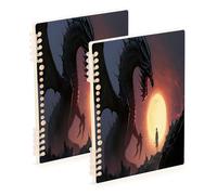 Waassud Large Black Fire Dragon Spiral Notebooks for Work College Detachable Ruled Notebooks Journal Note Book 60 Pages A5 Office Supplies 1 Pack