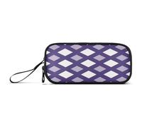 Waassud Lavender Diamonds Pencil Case Large Capacity Pen Holder 3 Compartment Stationery Pen Bag Nylon Zipper Pouch for Office Artist