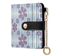 Waassud Lavender Ikat Flowers Wallet Women RFID Blocking PU Leather Holder