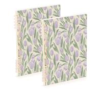 Waassud Lavender Tulips Spiral Notebooks Refillable A5 Ruled Notebook 2Pcs