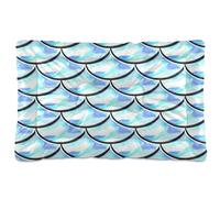 Waassud Light Blue Mermaid Scales Thick Dog Bed Mat Non-Slip Chew-Resistant Pet Bed for Dogs Cats Soft Washable Kennel Crate Pad for Floor Sofa Car 36" x 24"