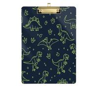 Waassud Line Art Dinosaurs Clipboard with Storage Acrylic Writing Board Low Profile Clip Decorative Organizer for Nurses Office Home 12" x 9"