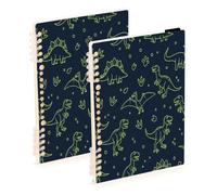 Waassud Line Art Dinosaurs Spiral Notebooks Refillable A5 Ruled 2Pcs