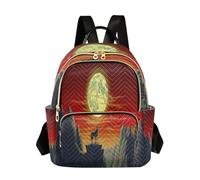 Waassud Lonely Wolf Backpack for Women Lightweight Casual Quilted Daypack Fashion Travel Backpack Purse for Work Gym College M