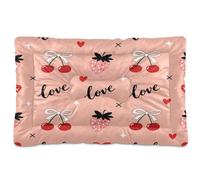 Waassud Love Cherry Thick Dog Bed Mat Non-Slip Chew-Resistant Pet Bed for Dogs Cats Soft Washable Kennel Crate Pad for Floor Sofa Car 36" x 24"