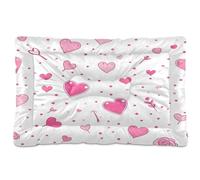 Waassud Love Dots Thick Dog Bed Mat Non-Slip Chew-Resistant Pet Bed for Dogs Cats Soft Washable Kennel Crate Pad for Floor Sofa Car 18" x 24"