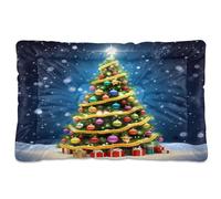 Waassud Magic Christmas Tree Thick Dog Bed Mat Non-Slip Chew-Resistant Pet Bed for Dogs Cats Soft Washable Kennel Crate Pad for Floor Sofa Car 18" x 24"