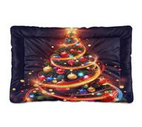 Waassud Magic Christmas Tree Thick Dog Bed Mat Non-Slip Chew-Resistant Pet Bed for Dogs Cats Soft Washable Kennel Crate Pad for Floor Sofa Car 36" x 24"