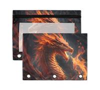 Waassud Majestic Dragon Pencil Pouch for 3 Ring Binder 2-Pack Smooth Zipper Pencil Cases Transparent School Supplies