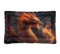 Waassud Majestic Dragon Thick Dog Bed Mat Non-Slip Chew-Resistant Pet Bed for Dogs Cats Soft Washable Kennel Crate Pad for Floor Sofa Car 36" x 24"