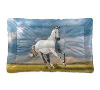 Waassud Majestic White Horse Thick Dog Bed Mat Non-Slip Chew-Resistant Pet Bed for Dogs Cats Soft Washable Kennel Crate Pad for Floor Sofa Car 36" x 24"