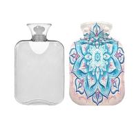 Waassud Mandala Hot Water Bottle with Soft Cover Hot Water Bag for Pain Relief 2L Water Heating Pad for Neck Shoulder Small