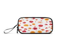 Waassud Marigold Flowers Pencil Case Large Capacity Pen Holder 3 Compartment Stationery Pen Bag Nylon Zipper Pouch for Office Artist