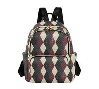 Waassud Maroon Diamond Patten fashion Backpack for Women Lightweight Casual Quilted Daypack Fashion Travel Backpack Purse for Work Gym College M