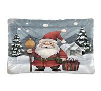 Waassud Merry Christmas Card Featuring A Gnome in A Winter Thick Dog Bed Mat Non-Slip Chew-Resistant Pet Bed for Dogs Cats Soft Washable Kennel Crate Pad for Floor Sofa Car 18" x 24"