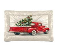 Waassud Merry Christmas Thick Dog Bed Mat Non-Slip Chew-Resistant Pet Bed for Dogs Cats Soft Washable Kennel Crate Pad for Floor Sofa Car 18" x 24"