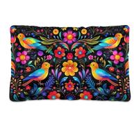 Waassud Mexican Art Design Thick Dog Bed Mat Non-Slip Chew-Resistant Pet Bed for Dogs Cats Soft Washable Kennel Crate Pad for Floor Sofa Car 36" x 24"