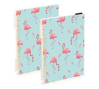 Waassud Mint Flamingo Spiral Notebooks Refillable A5 Ruled 2Pcs