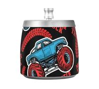 Waassud Monster Trucks Ashtray with Lid Smokeless Cigar Ashtrays for Outdoors Odorless Stainless Steel Tabletop Cigarettes Holder for Home Office Patio Balcony