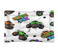 Waassud Monster Trucks Thick Dog Bed Mat Non-Slip Chew-Resistant Pet Bed for Dogs Cats Soft Washable Kennel Crate Pad for Floor Sofa Car 18" x 24"