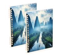 Waassud Mountain Valley Spiral Notebooks for Work College Detachable Ruled Notebooks Journal Note Book 60 Pages A5 Office Supplies 2 Pack