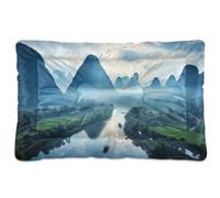 Waassud Mountain Valley Thick Dog Bed Mat Non-Slip Chew-Resistant Pet Bed for Dogs Cats Soft Washable Kennel Crate Pad for Floor Sofa Car 36" x 24"