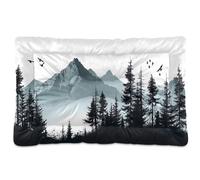 Waassud Mountain with Pine Trees Thick Dog Bed Mat Non-Slip Chew-Resistant Pet Bed for Dogs Cats Soft Washable Kennel Crate Pad for Floor Sofa Car 18" x 24"