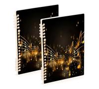 Waassud Music Note Gold Black Spiral Notebooks for Work College Detachable Ruled Notebooks Journal Note Book 60 Pages A5 Office Supplies 2 Pack