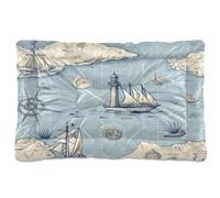 Waassud Nautical Map Thick Dog Bed Mat Non-Slip Chew-Resistant Pet Bed for Dogs Cats Soft Washable Kennel Crate Pad for Floor Sofa Car 36" x 24"