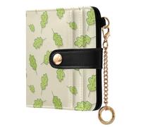 Waassud Oak Leaves Wallet Women RFID Blocking PU Leather Card Holder | Small Compact Bifold Ladies Wallet, 7 Card Slots and 1 Bill Compartment, Magnetic Snap Closure, Zipper Coin Pocket