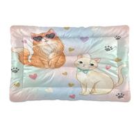 Waassud Orange Cats and White Cat Thick Dog Bed Mat Non-Slip Chew-Resistant Pet Bed for Dogs Cats Soft Washable Kennel Crate Pad for Floor Sofa Car 18" x 24"