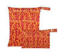 Waassud Orange Leopard Print Wet Dry Bag Reusable Wet Bags Organizer Diaper Bag Organizing Pouches with 2 Zippered Pockets for Swimsuit Gym Clothes