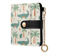 Waassud Palm Leaves Crocodiles Wallet Women RFID Blocking PU Leather Holder