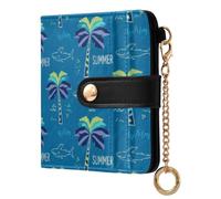 Waassud Palm Trees Doodle Wallet Women RFID Blocking PU Leather Card Holder