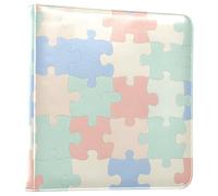 Waassud Pastel Colored Puzzle Pattern Photo Album 4x6 5x7 6x8 DIY Photo Book Self Adhesive 3 Ring Album Scrapbook for Wedding Anniversary