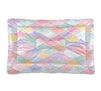 Waassud Pastel Colored Scales Thick Dog Bed Mat Non-Slip Chew-Resistant Pet Bed for Dogs Cats Soft Washable Kennel Crate Pad for Floor Sofa Car 36" x 24"